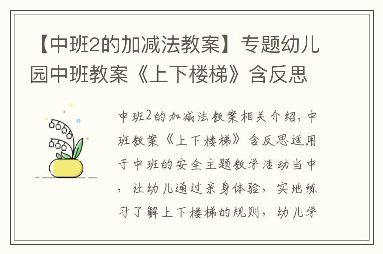 【中班2的加減法教案】專題幼兒園中班教案《上下樓梯》含反思