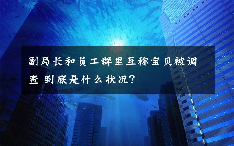 副局長和員工群里互稱寶貝被調(diào)查 到底是什么狀況？