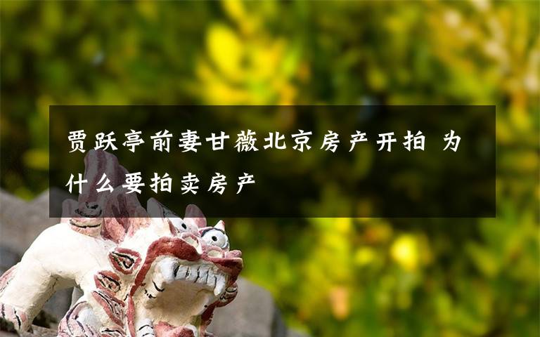 賈躍亭前妻甘薇北京房產(chǎn)開拍 為什么要拍賣房產(chǎn)