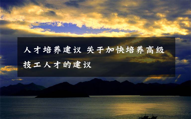 人才培養(yǎng)建議 關(guān)于加快培養(yǎng)高級技工人才的建議