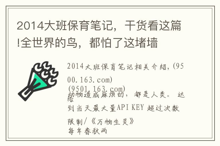 2014大班保育筆記，干貨看這篇!全世界的鳥，都怕了這堵墻