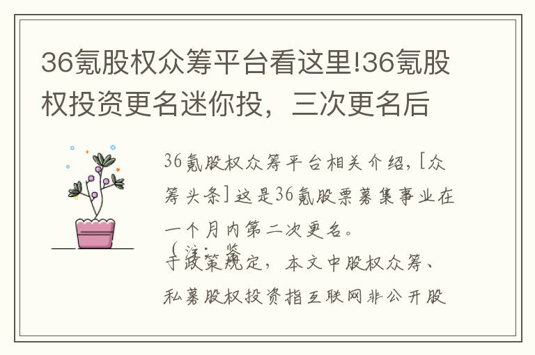 36氪股權(quán)眾籌平臺(tái)看這里!36氪股權(quán)投資更名迷你投，三次更名后仍有一問(wèn)題待解！