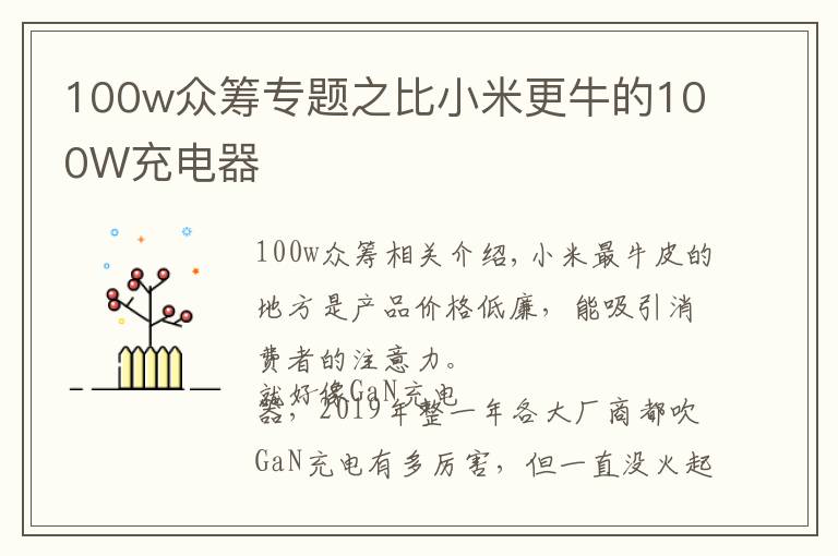 100w眾籌專題之比小米更牛的100W充電器