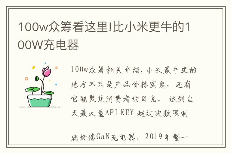 100w眾籌看這里!比小米更牛的100W充電器