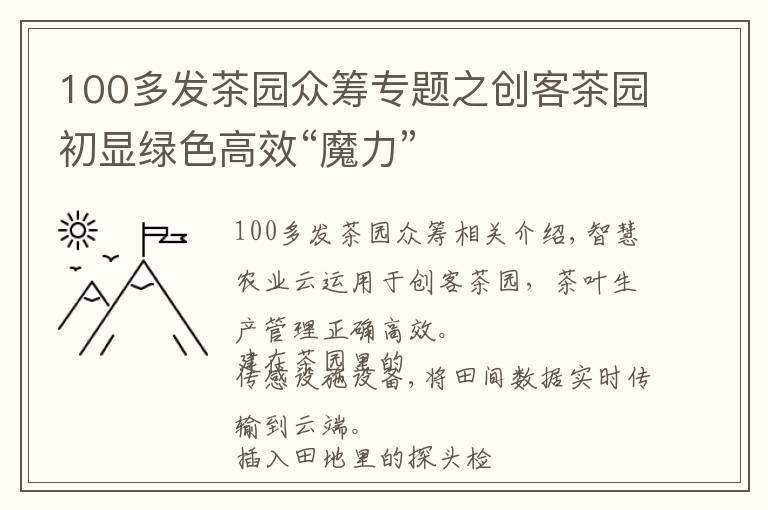 100多發(fā)茶園眾籌專題之創(chuàng)客茶園初顯綠色高效“魔力”