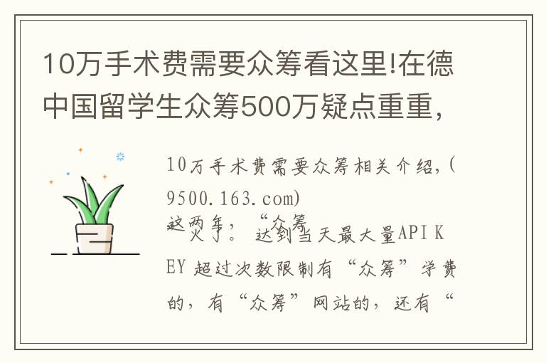 10萬手術(shù)費(fèi)需要眾籌看這里!在德中國留學(xué)生眾籌500萬疑點(diǎn)重重，真的是為治病嗎？