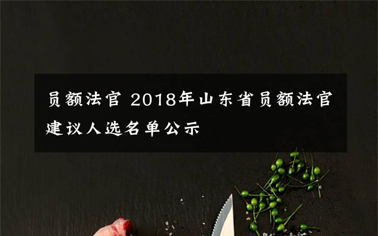 員額法官 2018年山東省員額法官建議人選名單公示