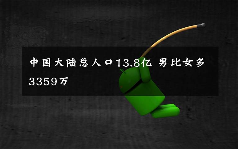 中國大陸總?cè)丝?3.8億 男比女多3359萬