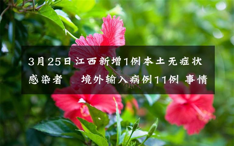 3月25日江西新增1例本土無癥狀感染者? 境外輸入病例11例 事情經(jīng)過真相揭秘！