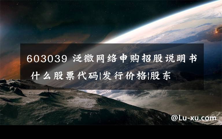 603039 泛微網(wǎng)絡(luò)申購招股說明書 什么股票代碼|發(fā)行價(jià)格|股東