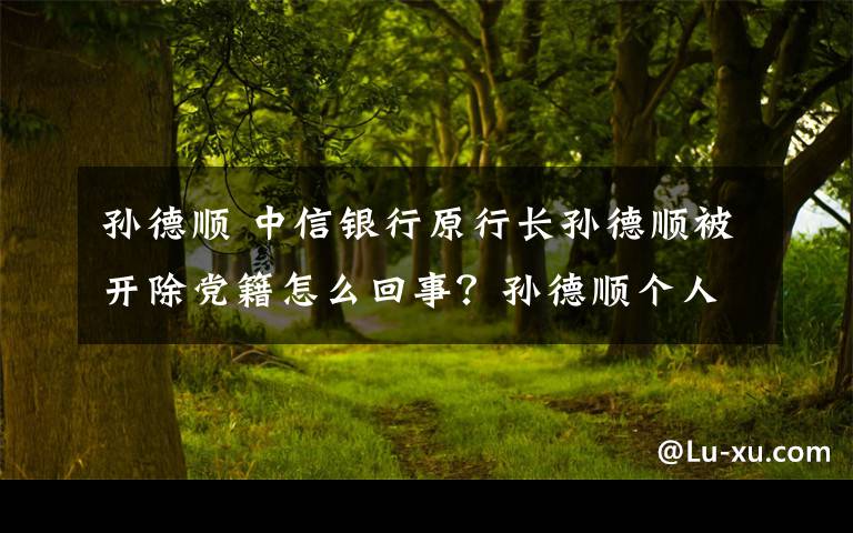 孫德順 中信銀行原行長孫德順被開除黨籍怎么回事？孫德順個人簡歷做了什么