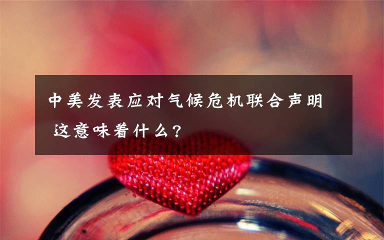 中美發(fā)表應(yīng)對氣候危機聯(lián)合聲明 這意味著什么?