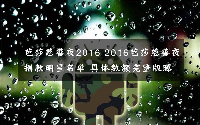 芭莎慈善夜2016 2016芭莎慈善夜捐款明星名單 具體數(shù)額完整版曝光