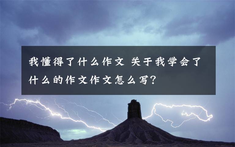 我懂得了什么作文 關(guān)于我學(xué)會了什么的作文作文怎么寫？