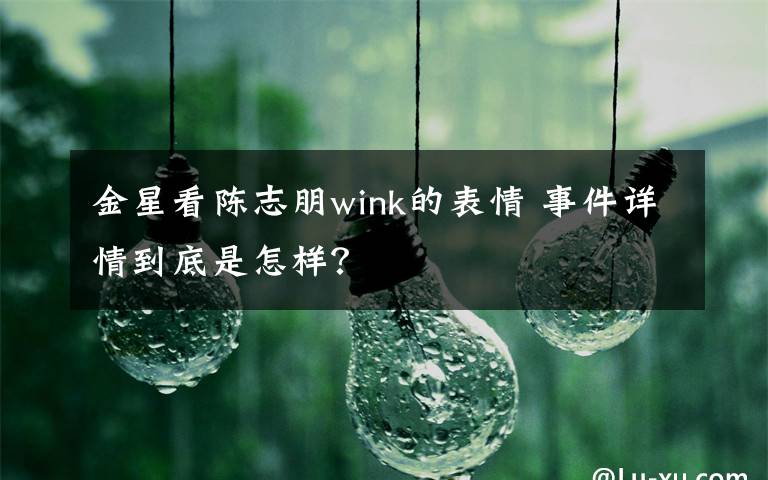 金星看陳志朋wink的表情 事件詳情到底是怎樣？