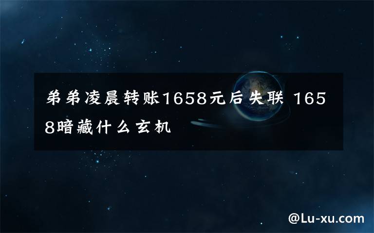 弟弟凌晨轉賬1658元后失聯 1658暗藏什么玄機