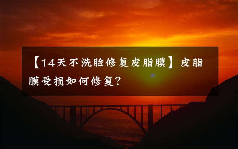 【14天不洗臉修復(fù)皮脂膜】皮脂膜受損如何修復(fù)？