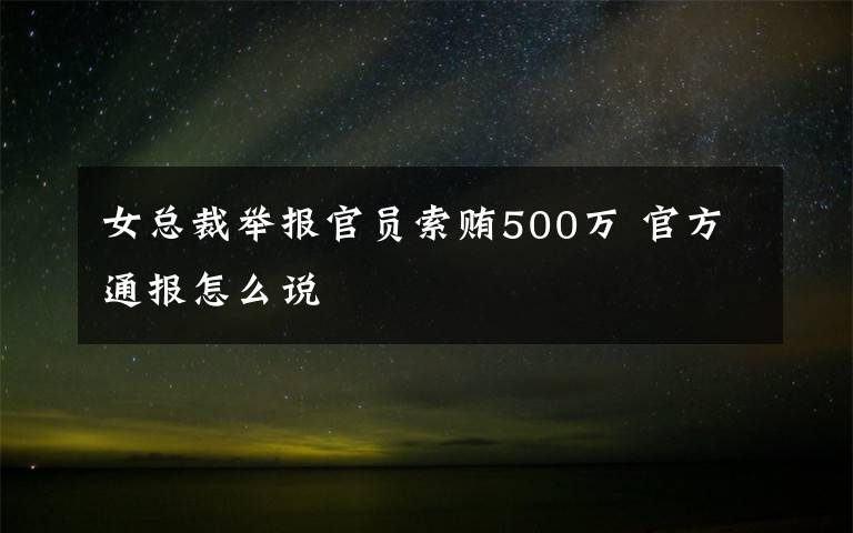 女總裁舉報官員索賄500萬 官方通報怎么說