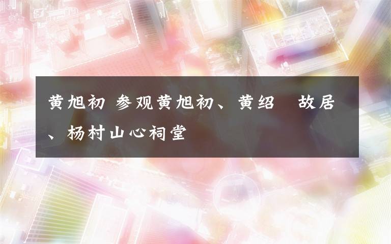 黃旭初 參觀黃旭初、黃紹竑故居、楊村山心祠堂