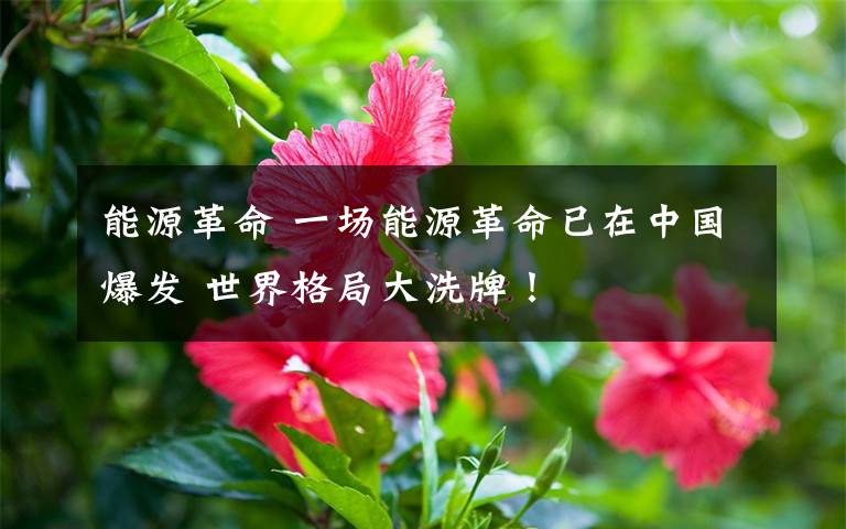 能源革命 一場(chǎng)能源革命已在中國(guó)爆發(fā) 世界格局大洗牌！