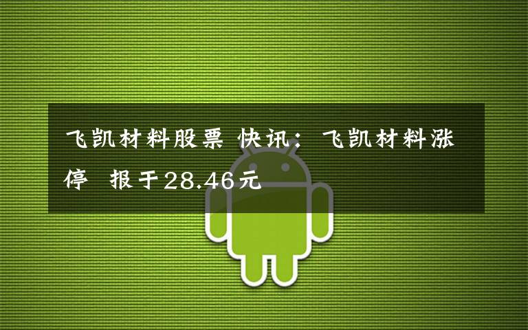 飛凱材料股票 快訊：飛凱材料漲停 報于28.46元