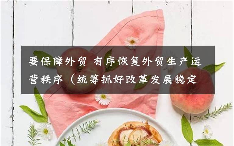 要保障外貿(mào) 有序恢復(fù)外貿(mào)生產(chǎn)運(yùn)營秩序（統(tǒng)籌抓好改革發(fā)展穩(wěn)定各項(xiàng)工作）