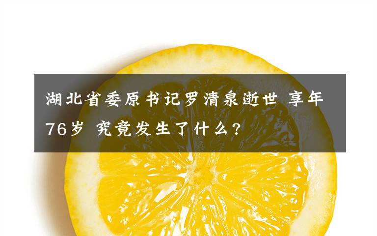 湖北省委原書記羅清泉逝世 享年76歲 究竟發(fā)生了什么?