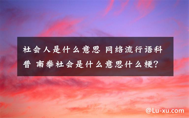 社會(huì)人是什么意思 網(wǎng)絡(luò)流行語(yǔ)科普 南拳社會(huì)是什么意思什么梗？