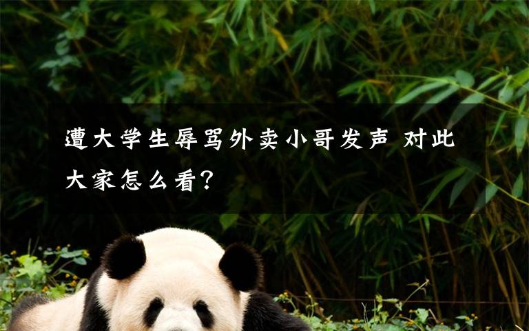 遭大學(xué)生辱罵外賣小哥發(fā)聲 對(duì)此大家怎么看？