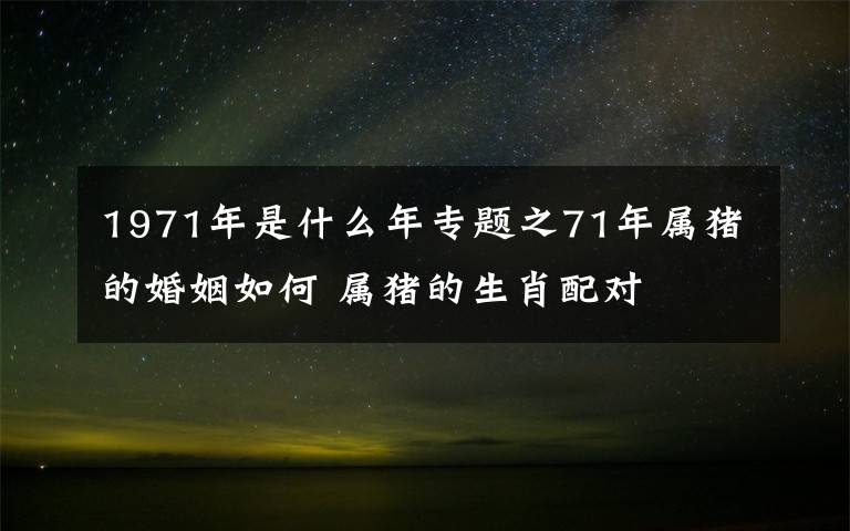 1971年是什么年專題之71年屬豬的婚姻如何 屬豬的生肖配對