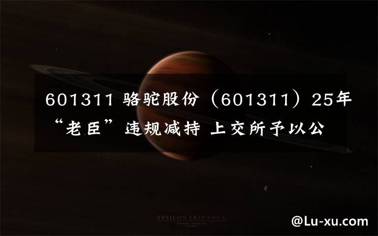 601311 駱駝股份（601311）25年“老臣”違規(guī)減持 上交所予以公開譴責