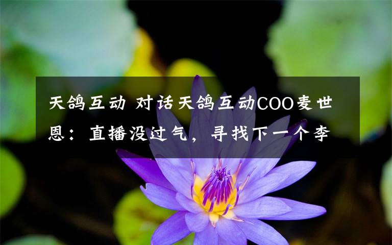 天鴿互動 對話天鴿互動COO麥世恩：直播沒過氣，尋找下一個李佳琦