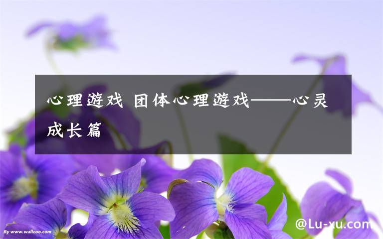 心理游戲 團(tuán)體心理游戲——心靈成長(zhǎng)篇