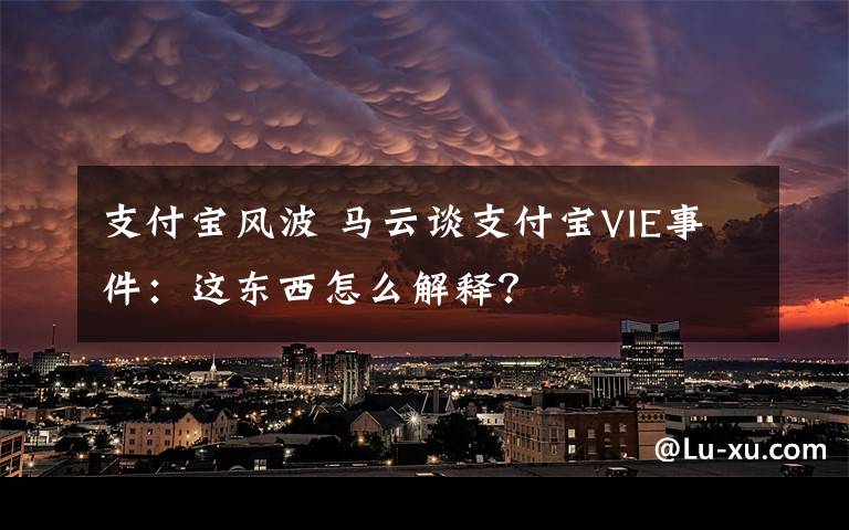 支付寶風波 馬云談支付寶VIE事件：這東西怎么解釋？