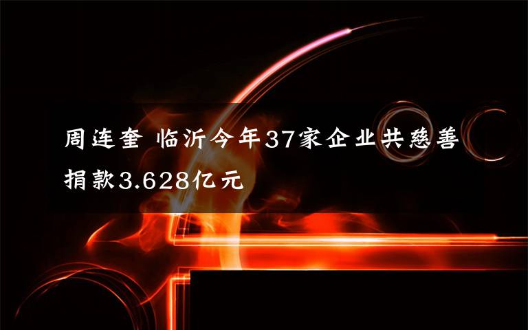 周連奎 臨沂今年37家企業(yè)共慈善捐款3.628億元