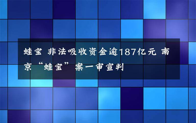 蛙寶 非法吸收資金逾187億元 南京“蛙寶”案一審宣判