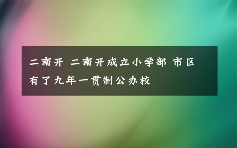 二南開 二南開成立小學(xué)部 市區(qū)有了九年一貫制公辦校