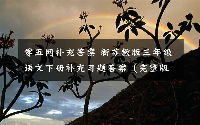 零五網(wǎng)補(bǔ)充答案 新蘇教版三年級(jí)語(yǔ)文下冊(cè)補(bǔ)充習(xí)題答案（完整版，可下載）