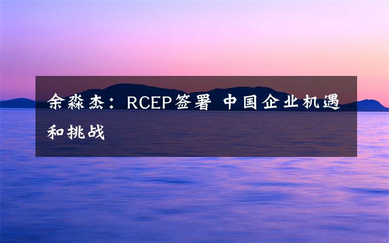 余淼杰：RCEP簽署 中國企業(yè)機遇和挑戰(zhàn)