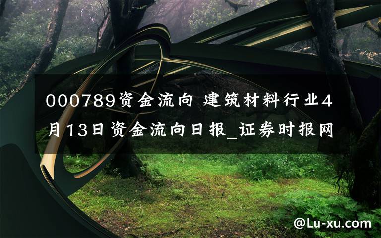 000789資金流向 建筑材料行業(yè)4月13日資金流向日報_證券時報網