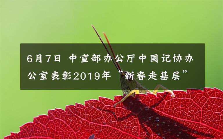 6月7日 中宣部辦公廳中國記協(xié)辦公室表彰2019年“新春走基層”先進集體個人優(yōu)秀作品