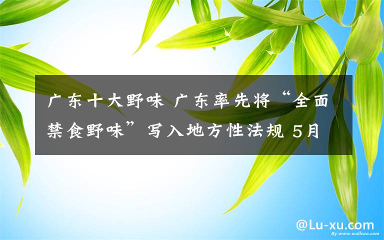 廣東十大野味 廣東率先將“全面禁食野味”寫入地方性法規(guī) 5月1日起施行，違者最高可處20倍罰款