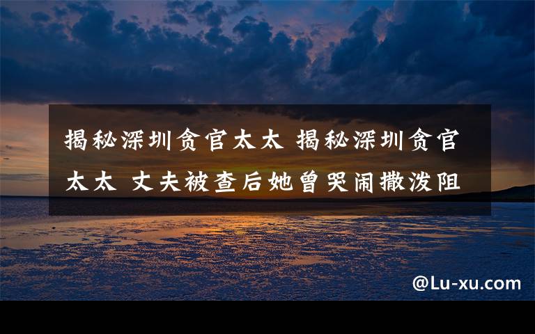 揭秘深圳貪官太太 揭秘深圳貪官太太 丈夫被查后她曾哭鬧撒潑阻止搜查