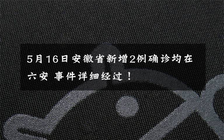 5月16日安徽省新增2例確診均在六安 事件詳細經(jīng)過！