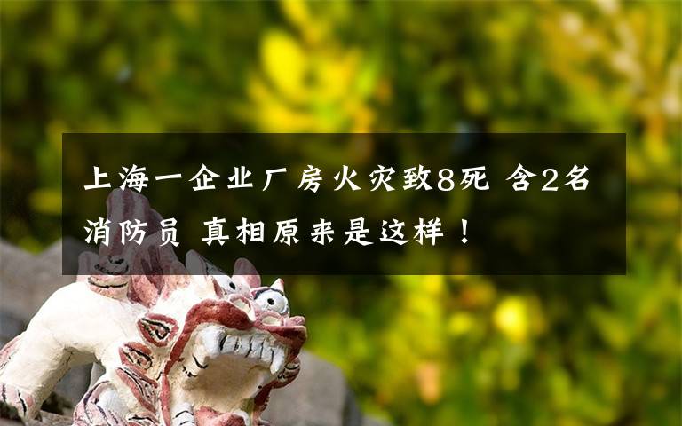 上海一企業(yè)廠房火災(zāi)致8死 含2名消防員 真相原來是這樣！