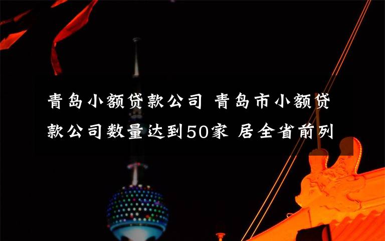 青島小額貸款公司 青島市小額貸款公司數(shù)量達(dá)到50家 居全省前列