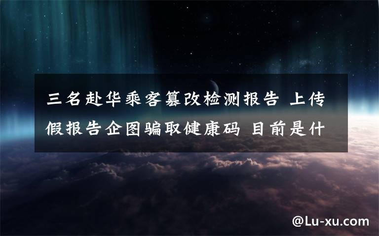 三名赴華乘客篡改檢測報(bào)告 上傳假報(bào)告企圖騙取健康碼 目前是什么情況？