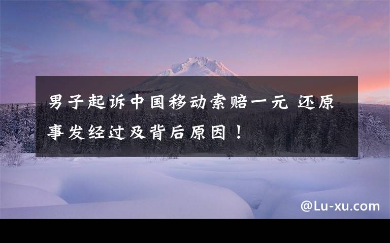 男子起訴中國移動(dòng)索賠一元 還原事發(fā)經(jīng)過及背后原因！