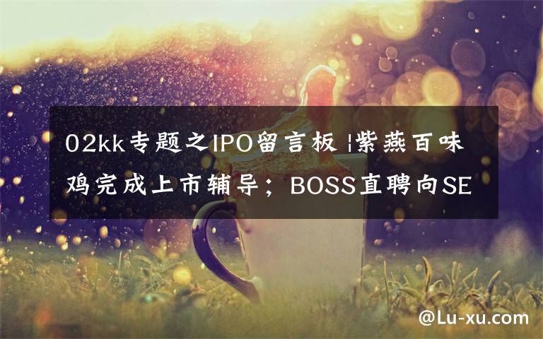 02kk專(zhuān)題之IPO留言板 |紫燕百味雞完成上市輔導(dǎo)；BOSS直聘向SEC更新了招股書(shū)；FF已基本完成SPAC上市合并