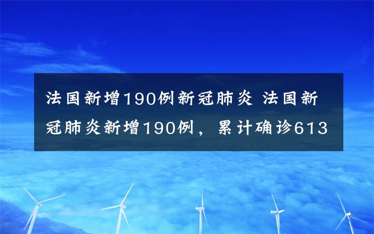 法國新增190例新冠肺炎 法國新冠肺炎新增190例，累計確診613例